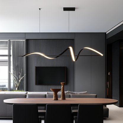 Dimmable LED Ceiling Pendant Light with Remote Control for Dining Room & Living Room | Contemporary Hanging Fixture in Black, White or Gold