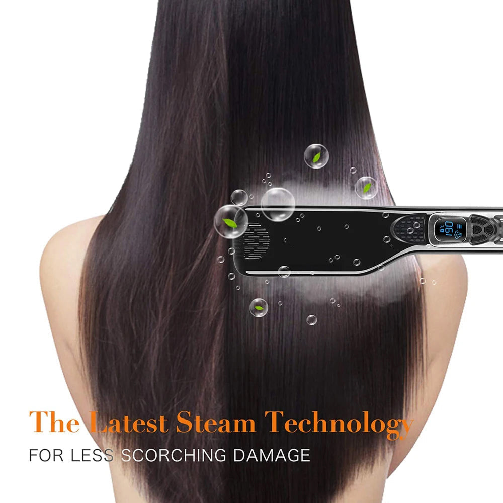 Ceramic Steam Hair Iron with Digital Display & Moisture Control for Silky Results
