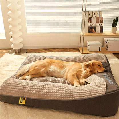 Supportive Pet Lounger for Large Dogs - Plush Velvet Bolster Bed with Removable Cover, Gray, 47 inch - Machine Washable Cushion for Medium t
