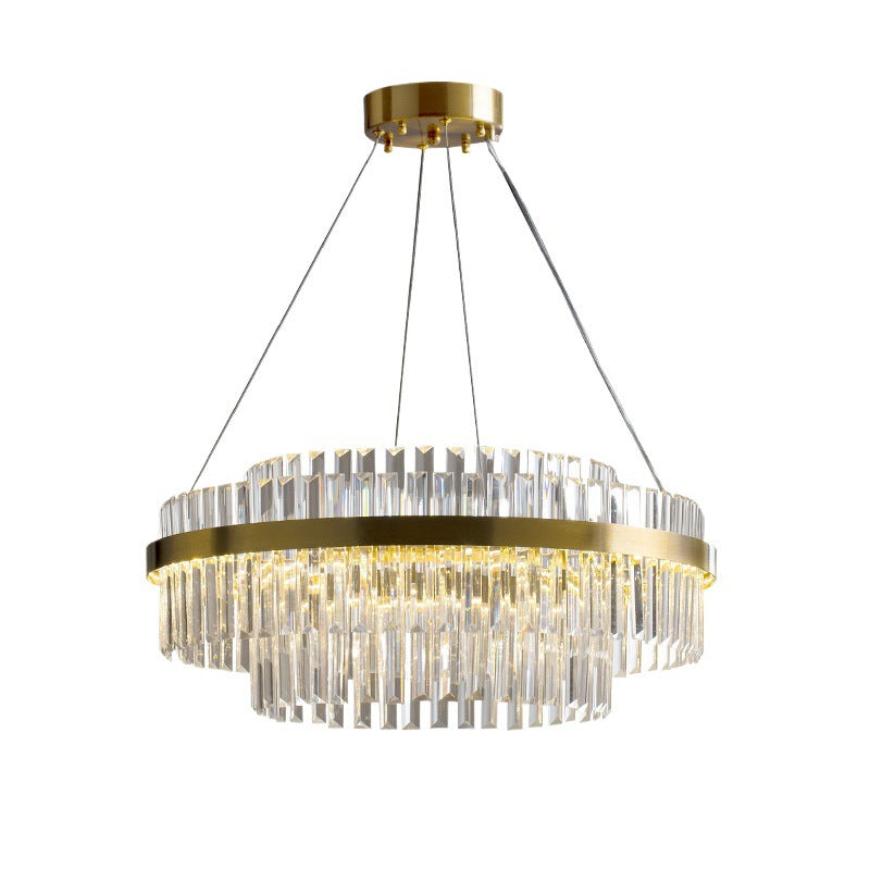 Cascading K9 Crystal Chandelier with Warm LED Light – Multi-Tiered Statement Fixture for Dining Room, Entryway & Living Space