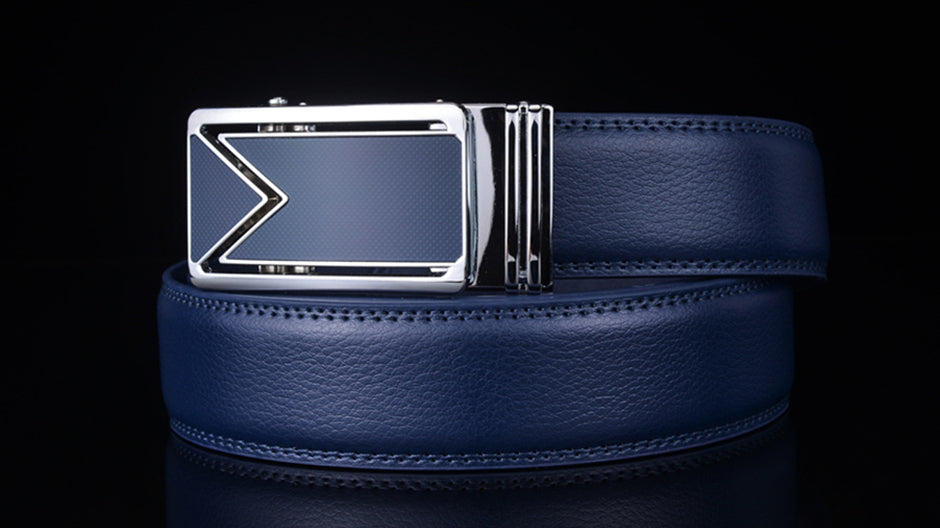 Genuine Cowhide Dress Belt for Men – Water-Resistant Full-Grain Leather with Scratch-Proof Finish, Classic Navy Waist Strap for Business &