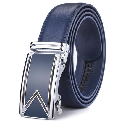 Genuine Cowhide Dress Belt for Men – Water-Resistant Full-Grain Leather with Scratch-Proof Finish, Classic Navy Waist Strap for Business &