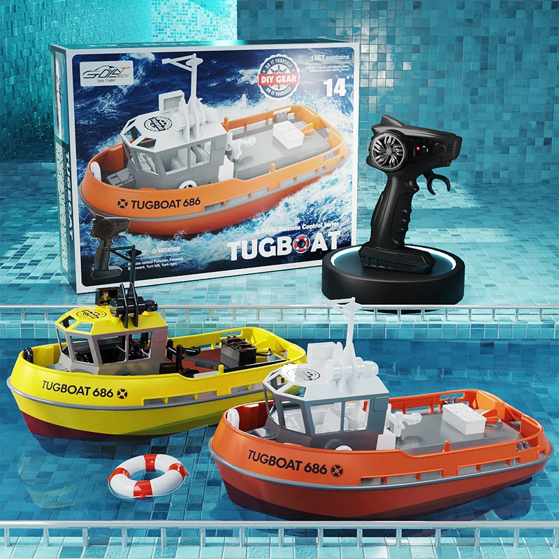 Adventure Tugboat | RC Boat with Dual Motors & Long-Range Control | Durable Design for Thrilling Water Play