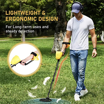 Handheld Treasure Finder with Waterproof Coil & Adjustable Shaft for Gold, Silver, Coins & Relics | Beach & Land Detection