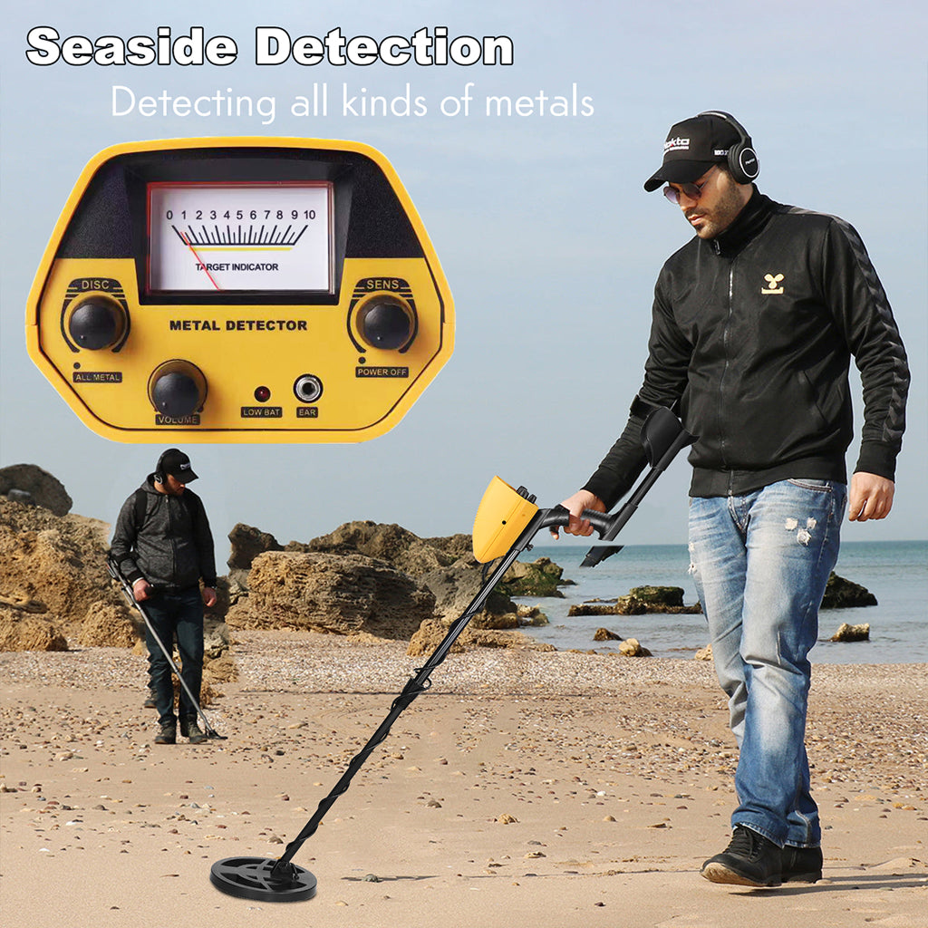 Handheld Treasure Finder with Waterproof Coil & Adjustable Shaft for Gold, Silver, Coins & Relics | Beach & Land Detection