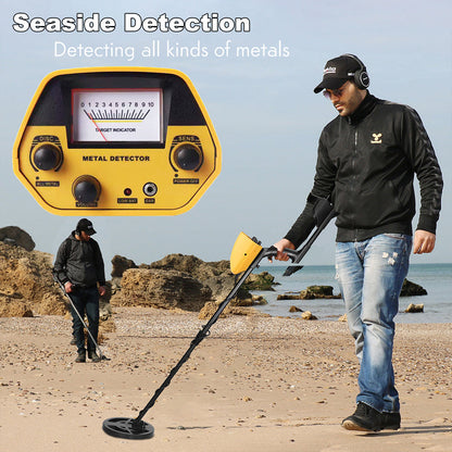 Handheld Treasure Finder with Waterproof Coil & Adjustable Shaft for Gold, Silver, Coins & Relics | Beach & Land Detection