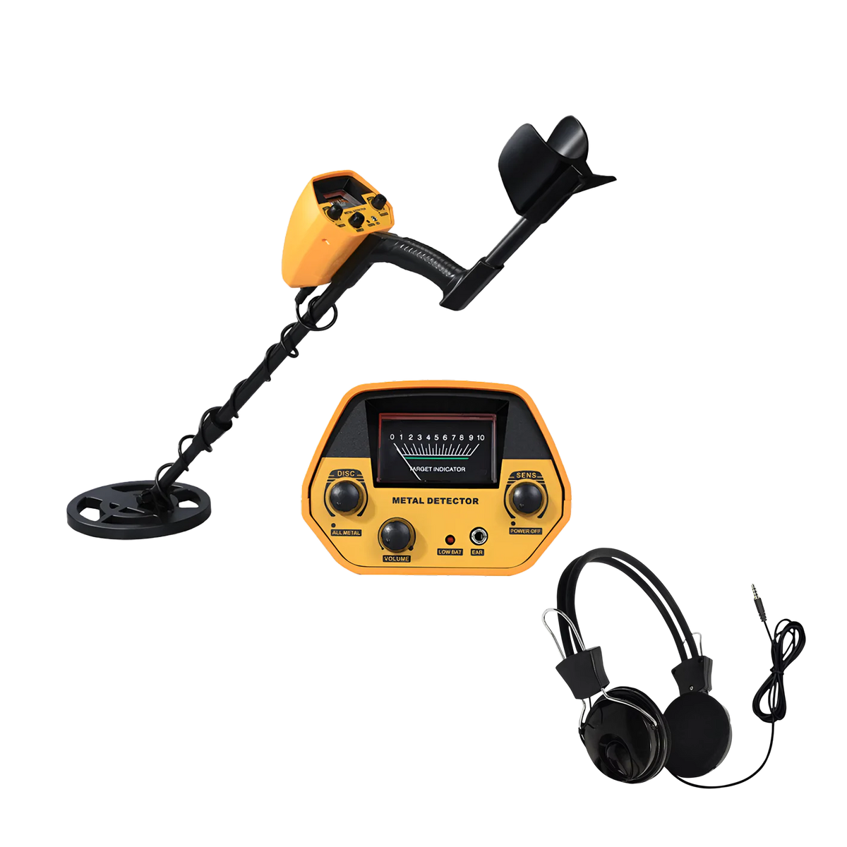 Handheld Treasure Finder with Waterproof Coil & Adjustable Shaft for Gold, Silver, Coins & Relics | Beach & Land Detection