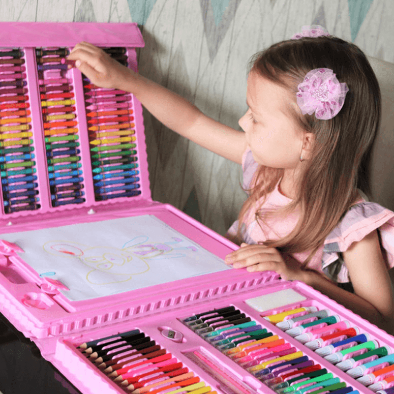 208-Piece Kids Art Supply Set with Crayons Markers Colored Pencils for Drawing Coloring Creative Play Boys Girls