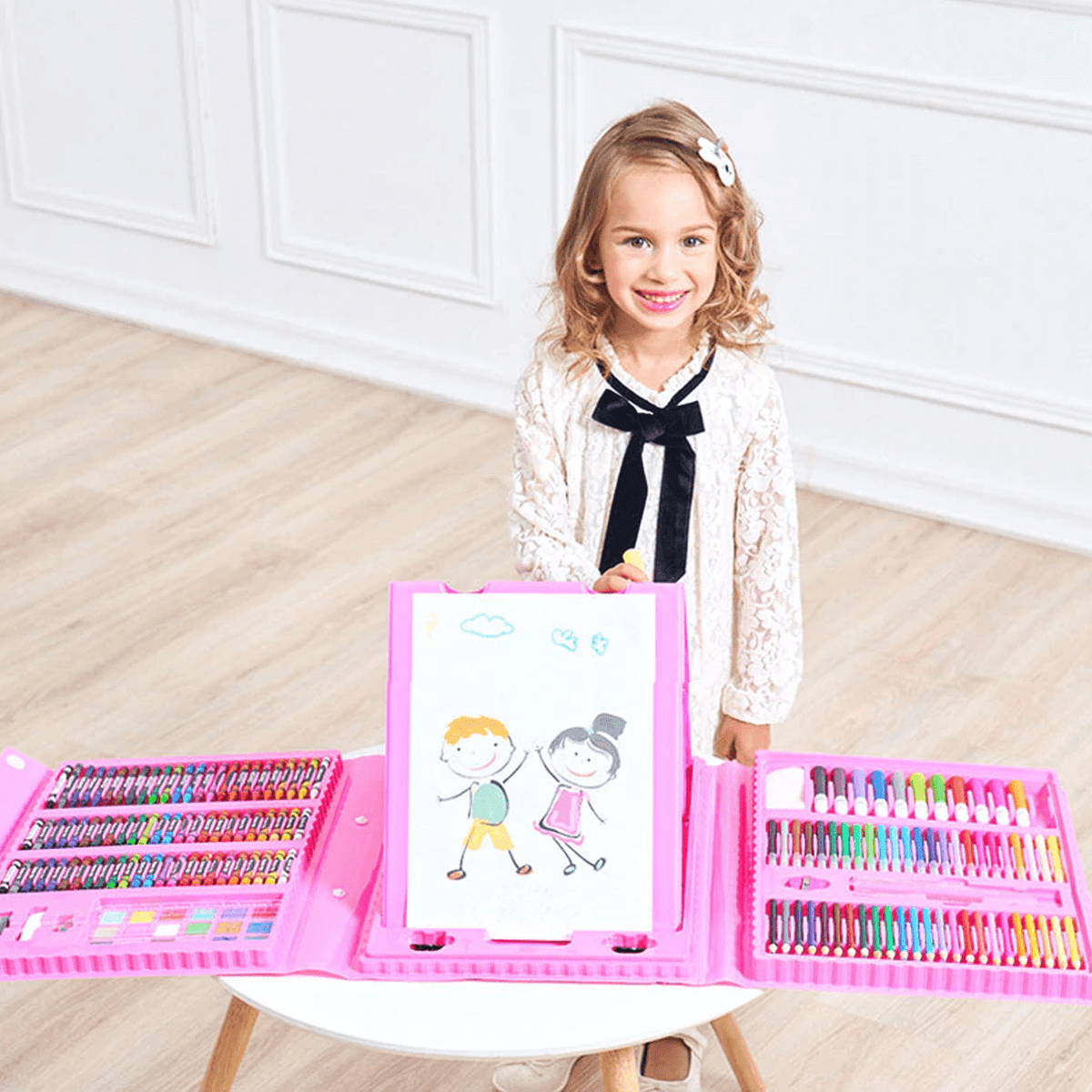 208-Piece Kids Art Supply Set with Crayons Markers Colored Pencils for Drawing Coloring Creative Play Boys Girls