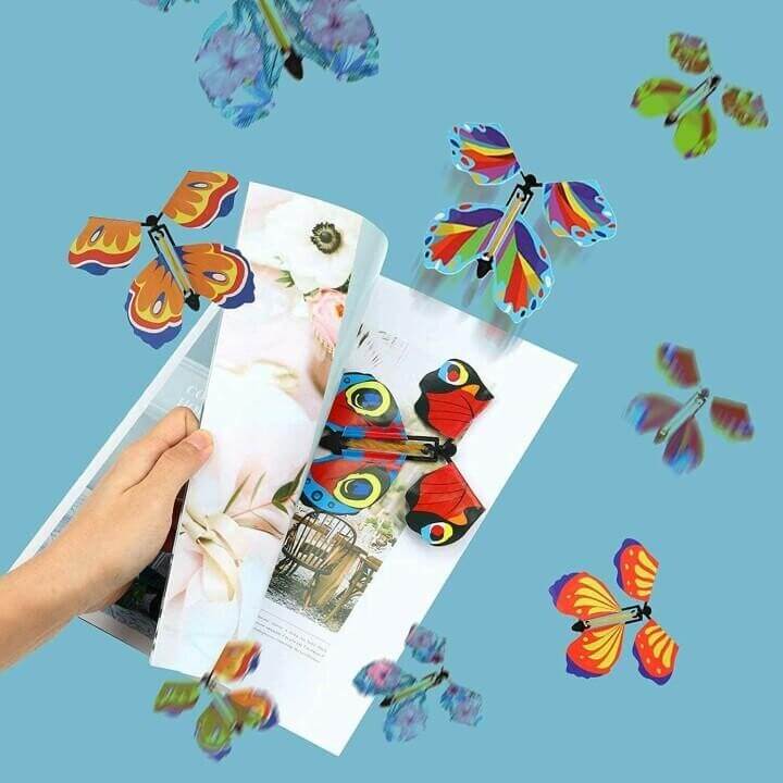 Wind-Up Flying Butterfly Surprise for Greeting Cards & Books | Novelty Gift Toy for Weddings Parties Birthdays
