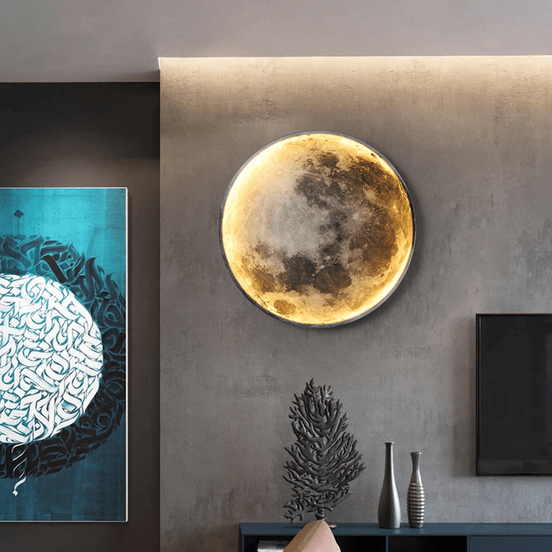 Dimmable LED Moon Wall Sconce with Remote | Adjustable 3000K–6000K Lighting for Bedroom Living Room Hallway | Alloy Fixture Covers 108–162 s