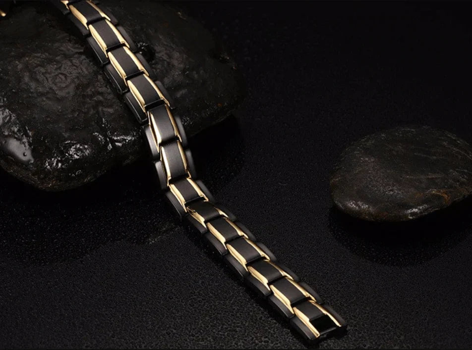 Magnetic Wellness Bracelet with Hematite Beads for Pain Relief & Circulation – Adjustable Stainless Steel Design