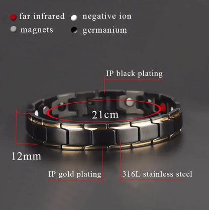 Magnetic Wellness Bracelet with Hematite Beads for Pain Relief & Circulation – Adjustable Stainless Steel Design