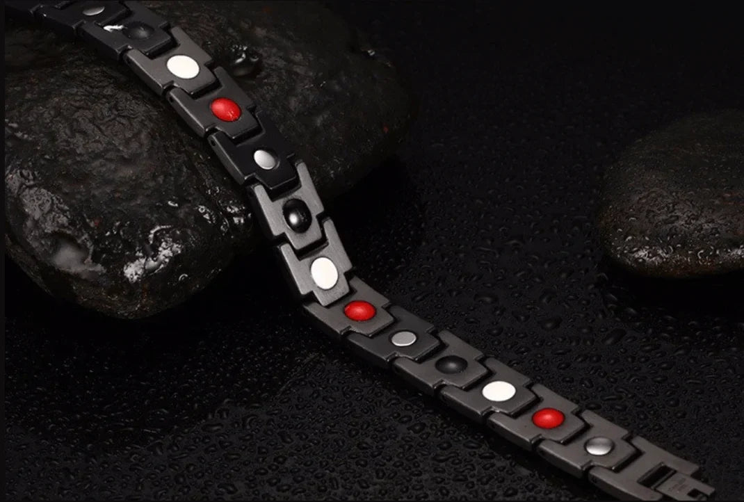 Magnetic Wellness Bracelet with Hematite Beads for Pain Relief & Circulation – Adjustable Stainless Steel Design