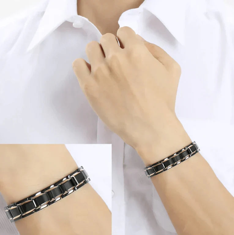 Magnetic Wellness Bracelet with Hematite Beads for Pain Relief & Circulation – Adjustable Stainless Steel Design