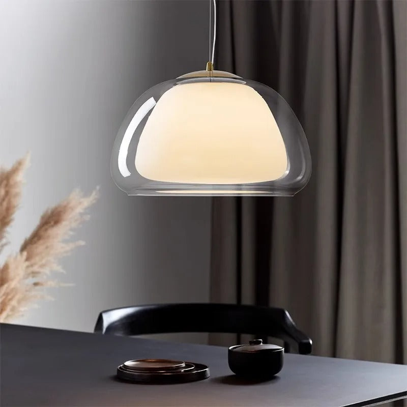 Translucent Globe Hanging Light Fixture Glass Dome Ceiling Lamp for Kitchen Island Dining Room Bedroom Modern