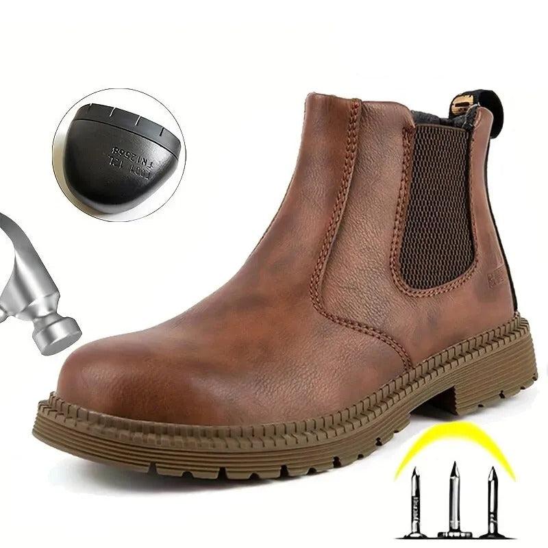 Steel Toe Work Boots for Men - Slip Resistant Industrial Safety Shoes with Waterproof Upper