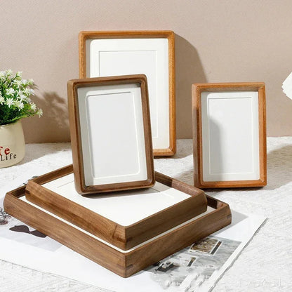 Wooden Picture Frame A4 8.3×11.7 Inch Natural Wood Desktop Display for Photos Certificates Artwork Living Room Office Shelf Decor Acrylic Fr