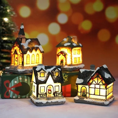 Caldara Christmas Village Set - Hand-Painted Houses with LED Lighting