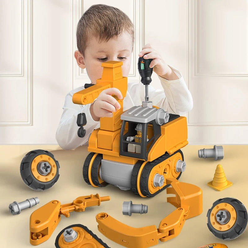 Educational Construction Vehicle Building Set for Kids Ages 4+ with 120+ Pieces & Assembly Tools