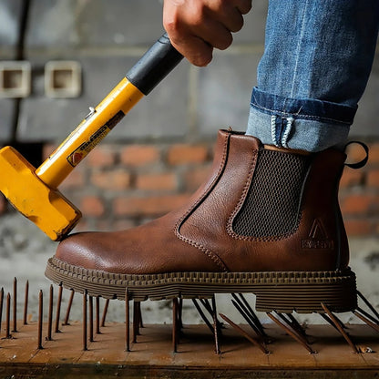 Steel Toe Work Boots for Men - Slip Resistant Industrial Safety Shoes with Waterproof Upper