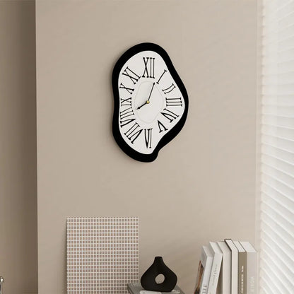 Surrealist Wall Clock Distorted Roman Numeral Design Silent Non-Ticking Movement Acrylic Art Timepiece for Home Office Living Room Bedroom