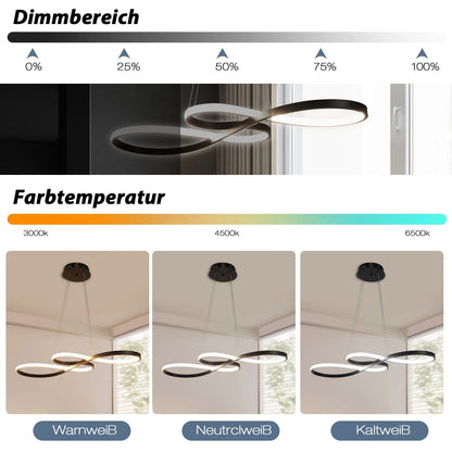 Circular Aluminum Ceiling Fixture Dimmable LED 30 in Ring Hanging Light for Dining Table Kitchen Island Modern Overhead Chandelier with Remo