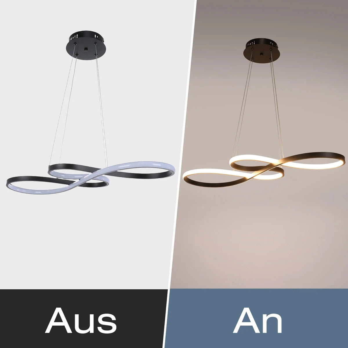 Modern Circle Hanging Fixture with Remote Dimming for Dining Room & Kitchen Island Adjustable Height 47 in Black White Gold Finish Contempor