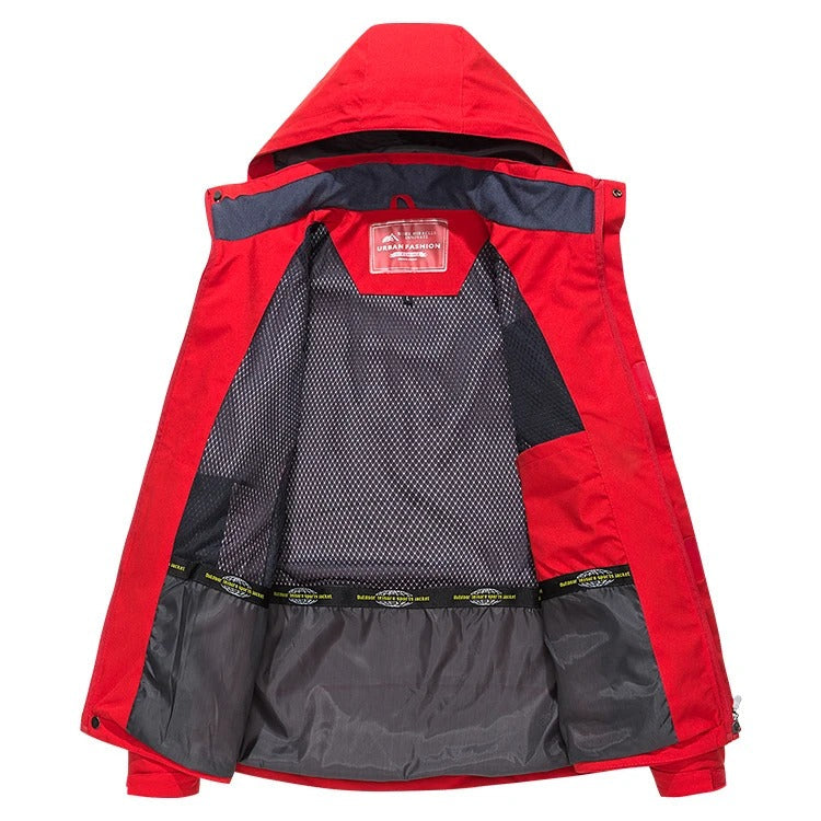 Men's Waterproof Windproof Hiking Jacket with Hood for Outdoor Adventures, Camping, Trekking & Running