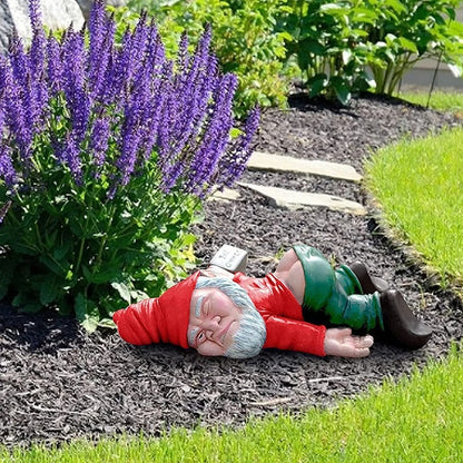 Tipsy Garden Gnome Statue with Bottle – Resin Outdoor Figurine for Yard Patio Porch – Funny Drunk Gnome Lawn Ornament Weather-Resistant