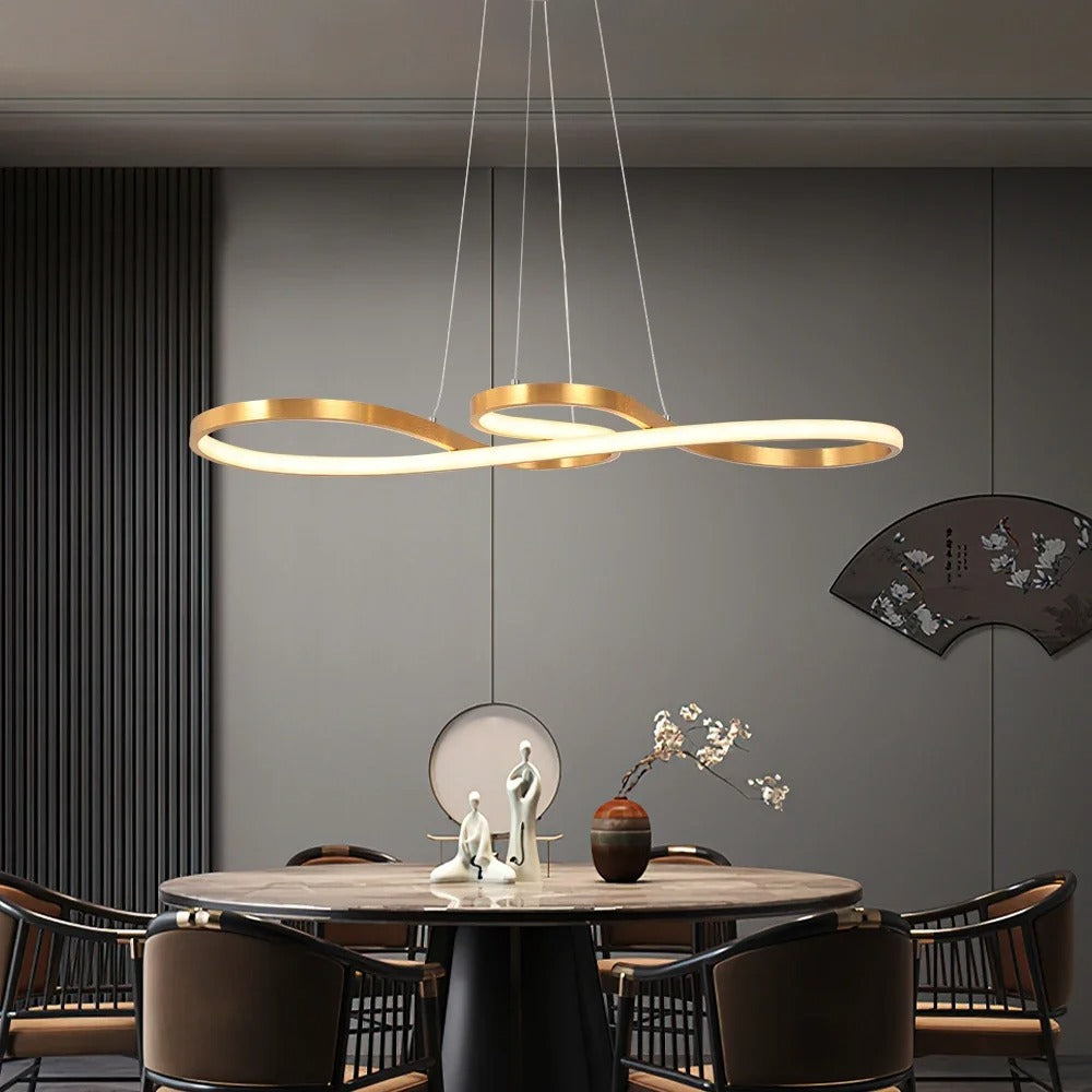 Circular Aluminum Ceiling Fixture Dimmable LED 30 in Ring Hanging Light for Dining Table Kitchen Island Modern Overhead Chandelier with Remo