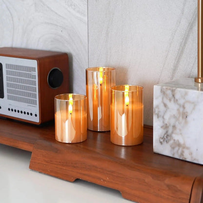 Flameless LED Pillar Candles with Remote Control & Timer – 3-Piece Set, Realistic Flickering Flame Effect for Living Room, Bedroom, Dining