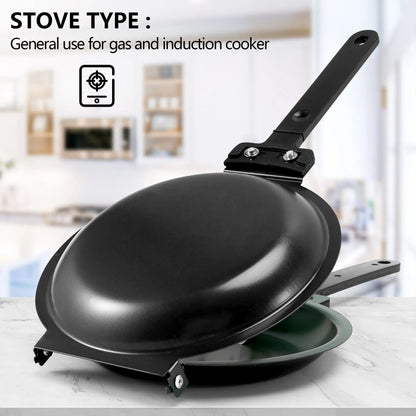 Flip-Top Dual-Sided Omelet Skillet 7.5 Inch Nonstick Breakfast Egg Cooker Stainless Steel Enclosed Flipper Pan for Quick Morning Meals Kitch