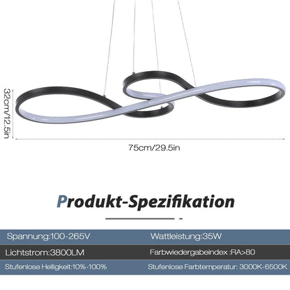 Circular Aluminum Ceiling Fixture Dimmable LED 30 in Ring Hanging Light for Dining Table Kitchen Island Modern Overhead Chandelier with Remo