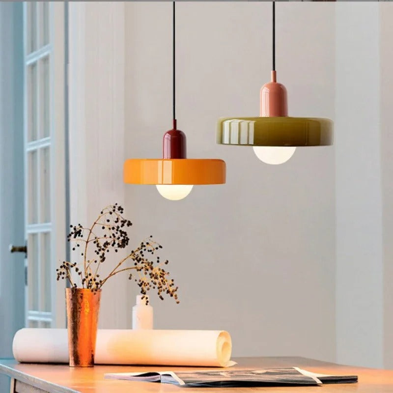 Two-Tone Glass Drop Ceiling Light Fixture for Kitchen Island Dining Room Modern Hanging Lamp