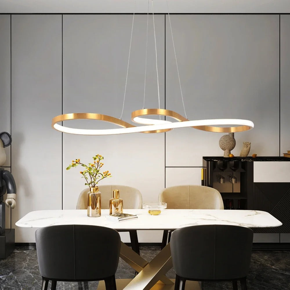 Circular Aluminum Ceiling Fixture Dimmable LED 30 in Ring Hanging Light for Dining Table Kitchen Island Modern Overhead Chandelier with Remo