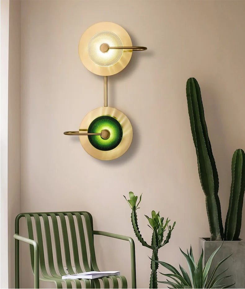 Wall Sconce Light Fixture Gold Finish E27 Socket Clear or Green Glass for Hallway Bedroom Living Room Modern Brass-Style Accent Lighting