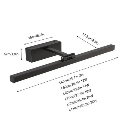 LED Vanity Light for Bathroom Mirror 43 in Waterproof Wall-Mount Fixture Black Aluminum for Modern Wash Station Makeup Area Over-Mirror Ligh