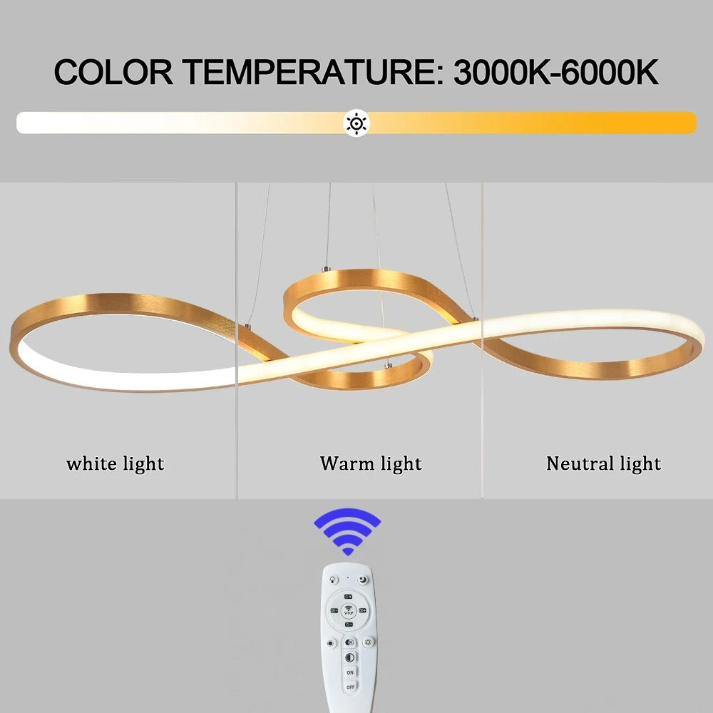 Circular Aluminum Ceiling Fixture Dimmable LED 30 in Ring Hanging Light for Dining Table Kitchen Island Modern Overhead Chandelier with Remo