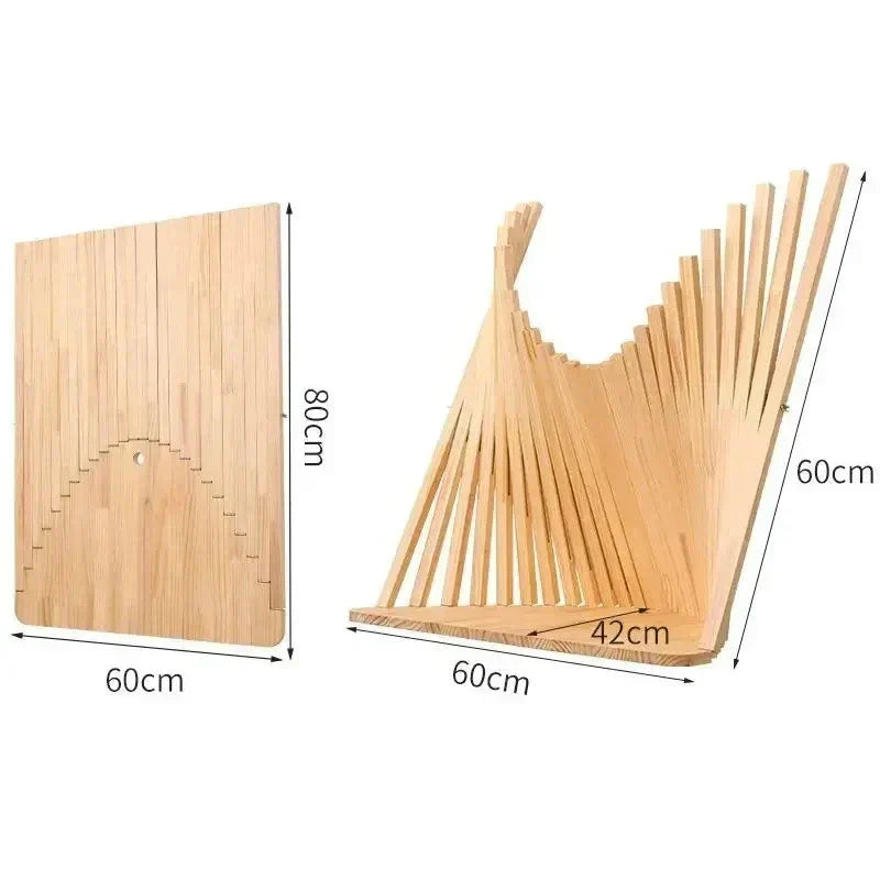 Fold-Down Workspace Table Natural Wood 24x24 Inches for Apartments Studios Bedrooms Small Rooms Laptop Station Handcrafted Slatted Surface R