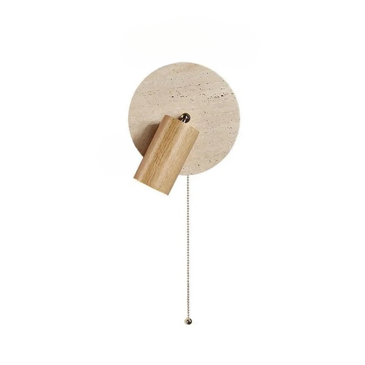 Rotatable Travertine Stone Sconce 7 Inch Adjustable Bedside Reading Light Warm LED Wall Mount Task Lighting Fixture for Bedroom Living Room