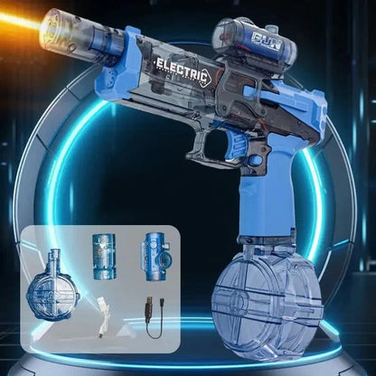 Electric Water Blaster with LED Lights & 17 fl oz Tank for Pool Parties, Beach & Backyard – Rechargeable Battery Toy for Kids & Adults