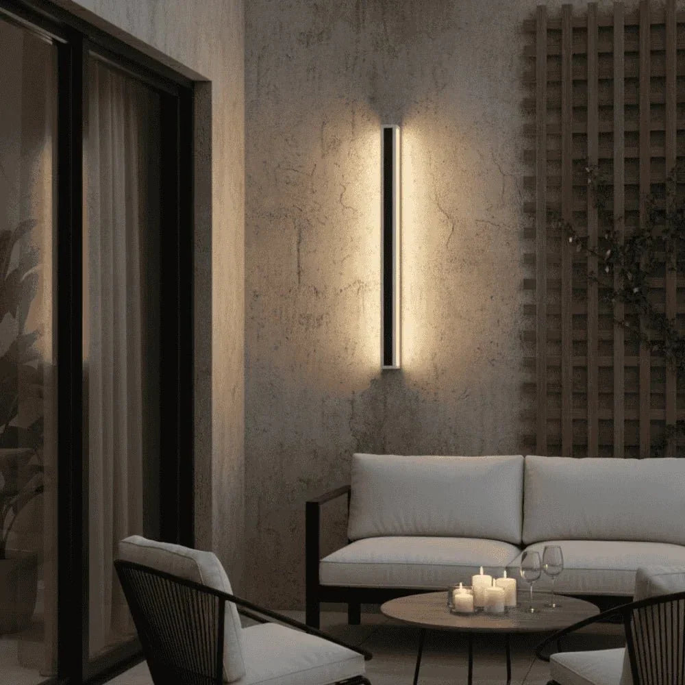 LED Outdoor Wall Light Modern Minimalist for Garden Patio Balcony Waterproof Black Metal Sconce with Motion Sensor & Dimmable
