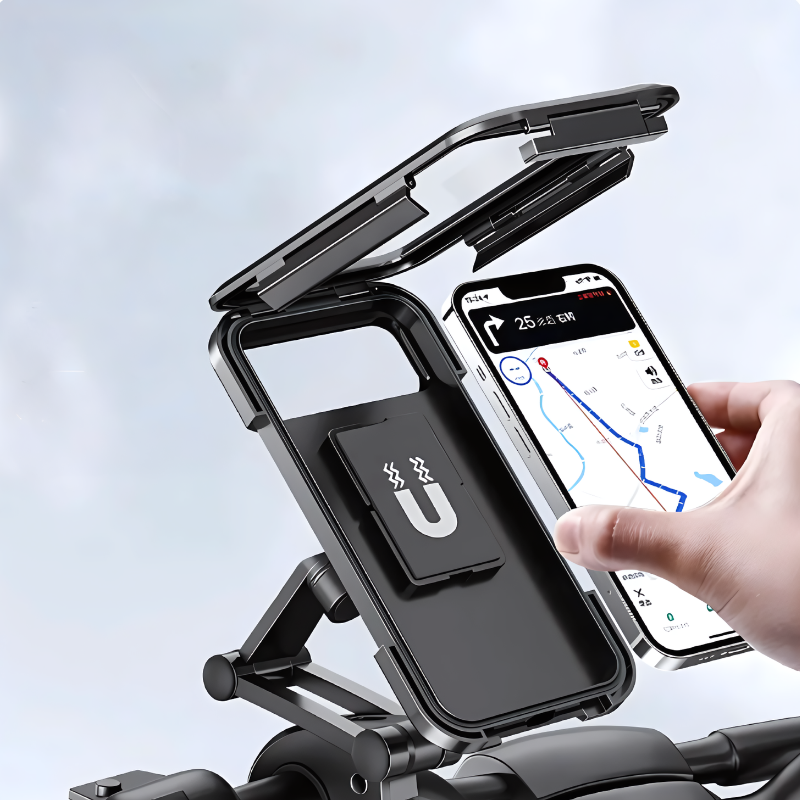Waterproof Rotating Bike Phone Mount with Touch Screen Access & 360° Swivel for Navigation & Calls