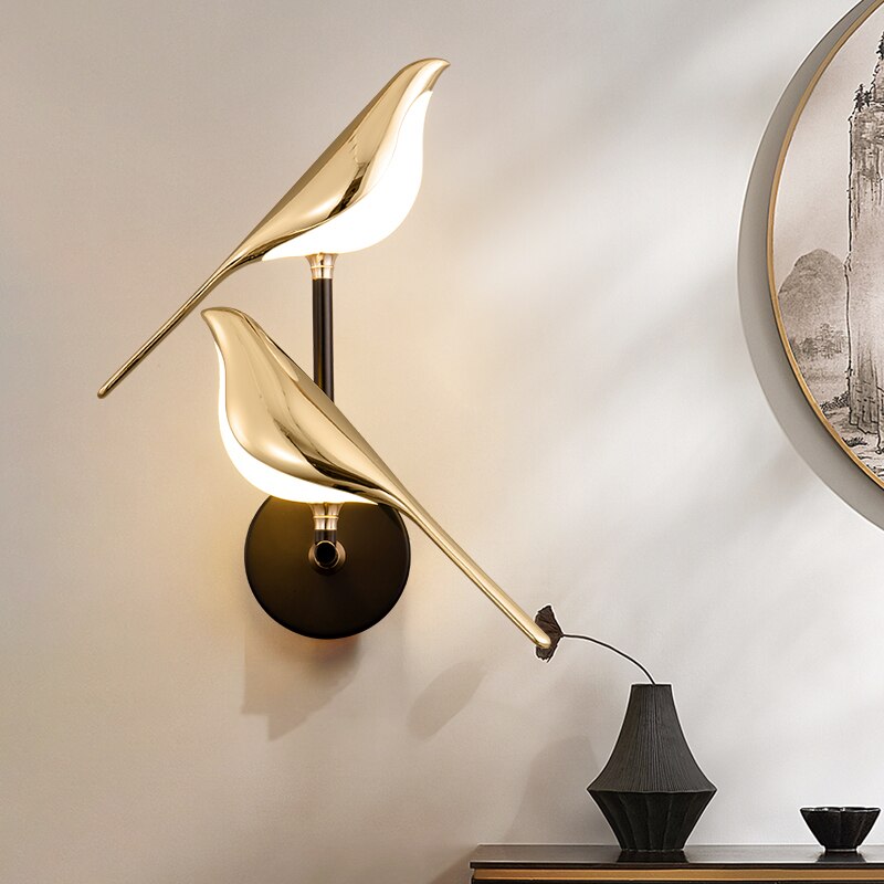 Magnetic Swivel Bird Sconce with 3-Mode LED – Gold Metal Statement Light for Bedroom & Living Room Walls