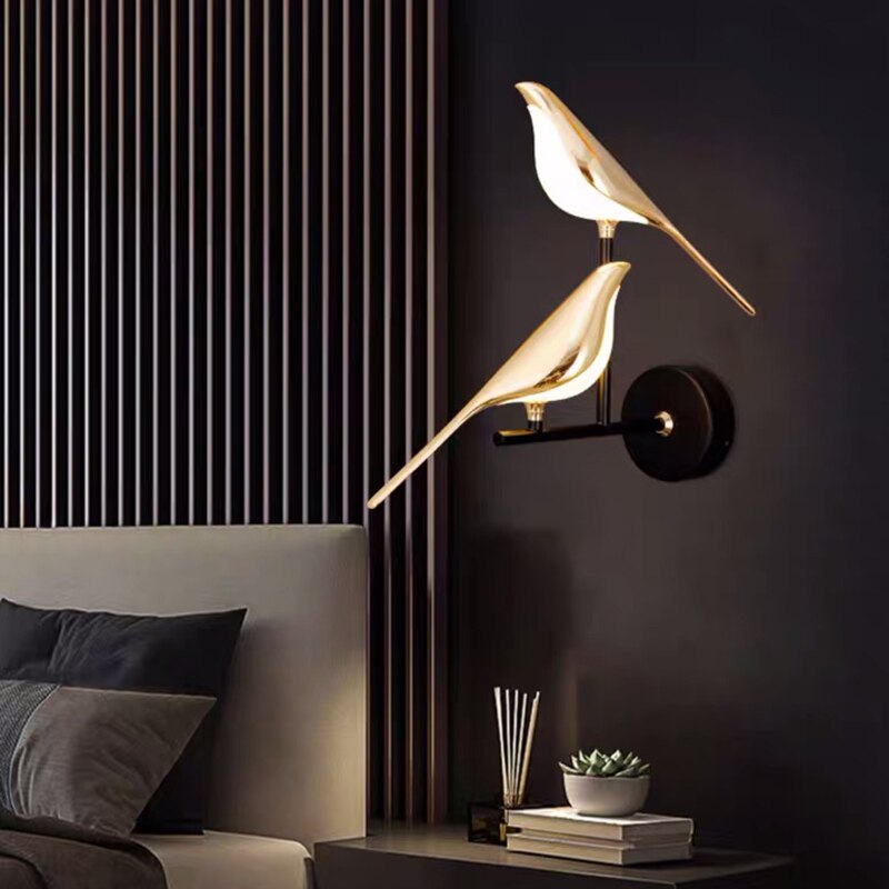 Magnetic Swivel Bird Sconce with 3-Mode LED – Gold Metal Statement Light for Bedroom & Living Room Walls