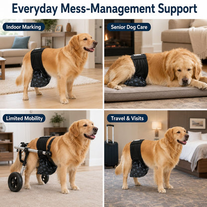 Ortekor Reusable Male Dog Urine Collection Wrap with 50 Bags - Indoor Marking & Accident Support