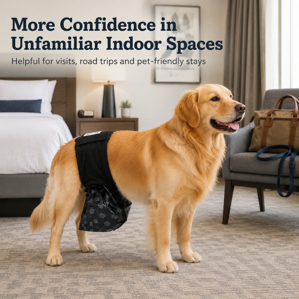 Ortekor Reusable Male Dog Urine Collection Wrap with 50 Bags - Indoor Marking & Accident Support