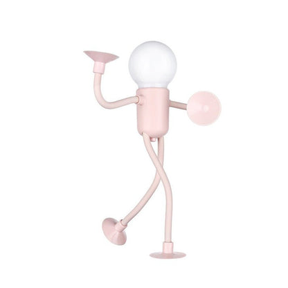 Bendable LED Figure Lamp with Suction Base for Kids Room, Desk, Wall Mount | Posable Battery Night Light