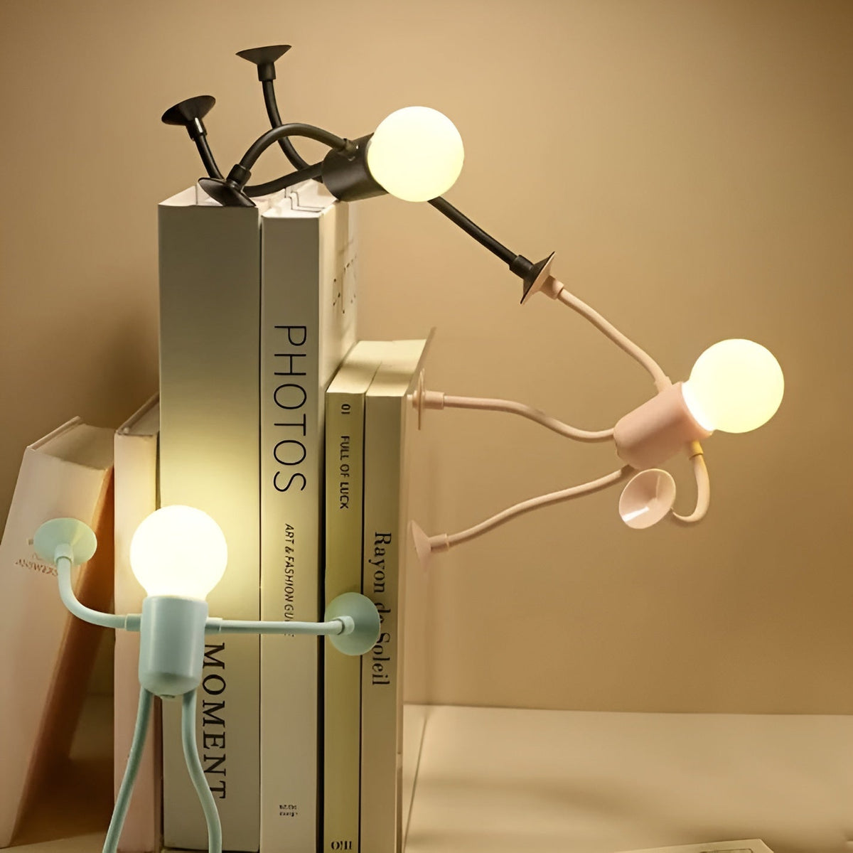 Bendable LED Figure Lamp with Suction Base for Kids Room, Desk, Wall Mount | Posable Battery Night Light